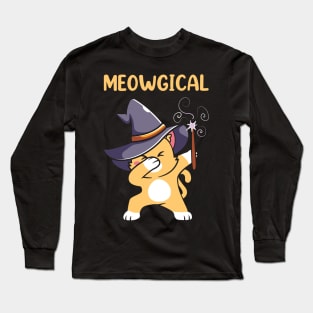 Cat Meowgical Dabbing Halloween Long Sleeve T-Shirt